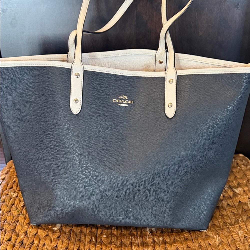 Coach Reversible  Black and Cream City Tote Bag